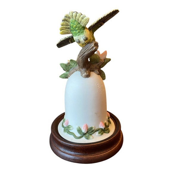 Vintage Bell adorned with pretty pink flowers and a hummingbird. Mint! - Picture 4 of 7